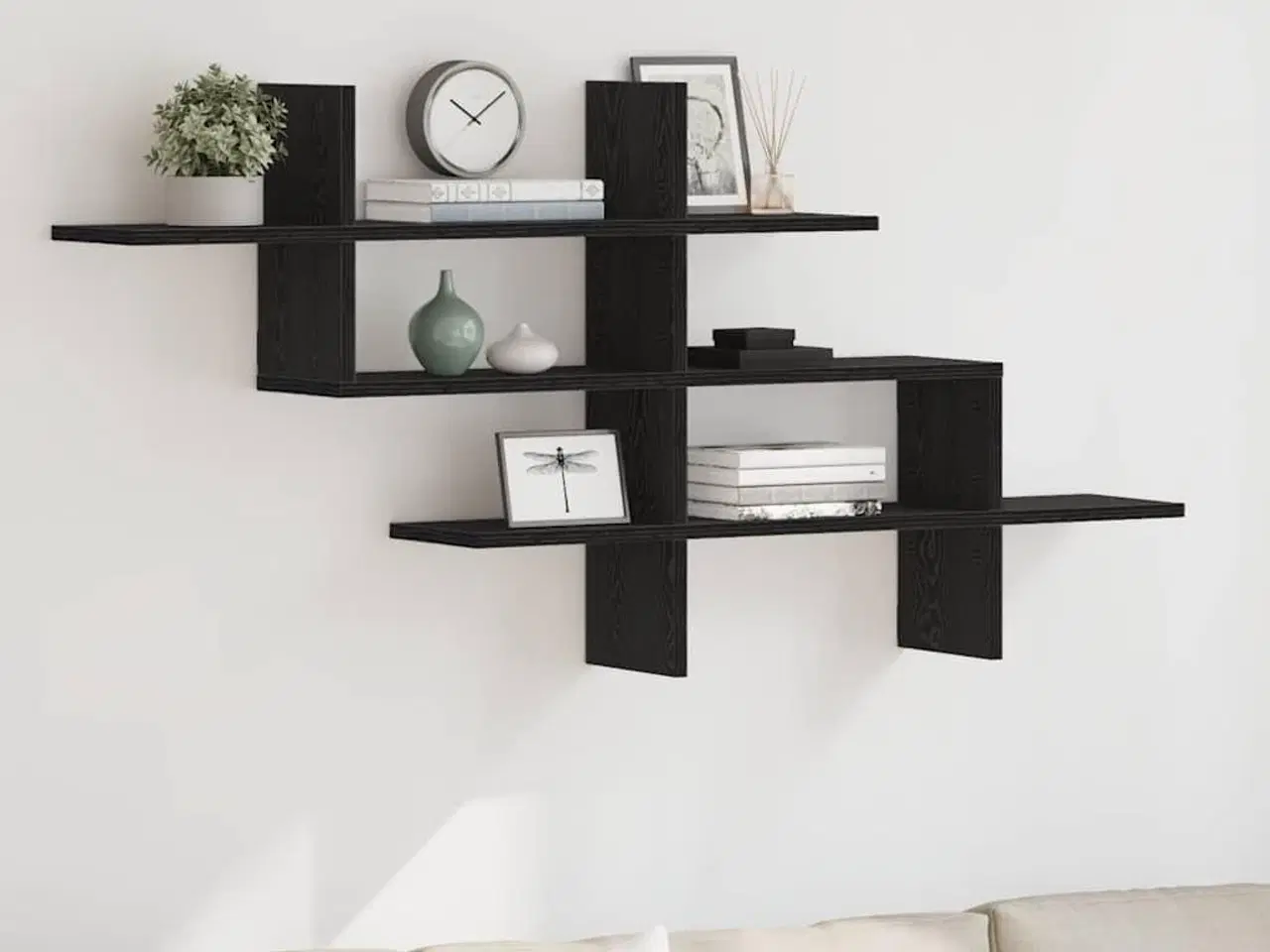 Billede 1 - Væghylde 124,5x18x60,5 cm konstrueret træ sort egetræsfarve