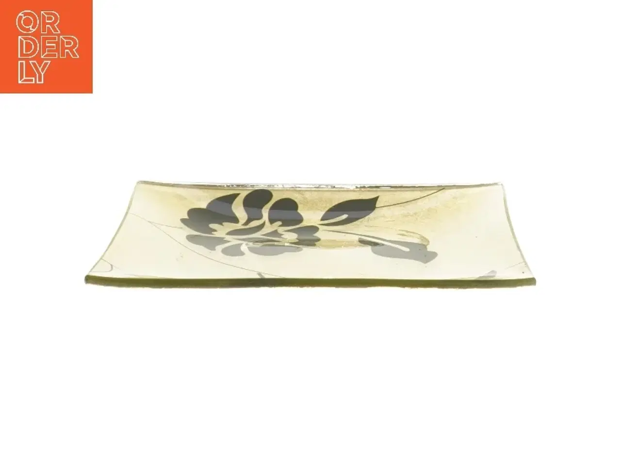 Billede 2 - Dekorativ glasfad med blomstermotiv (str. 15x15 cm)