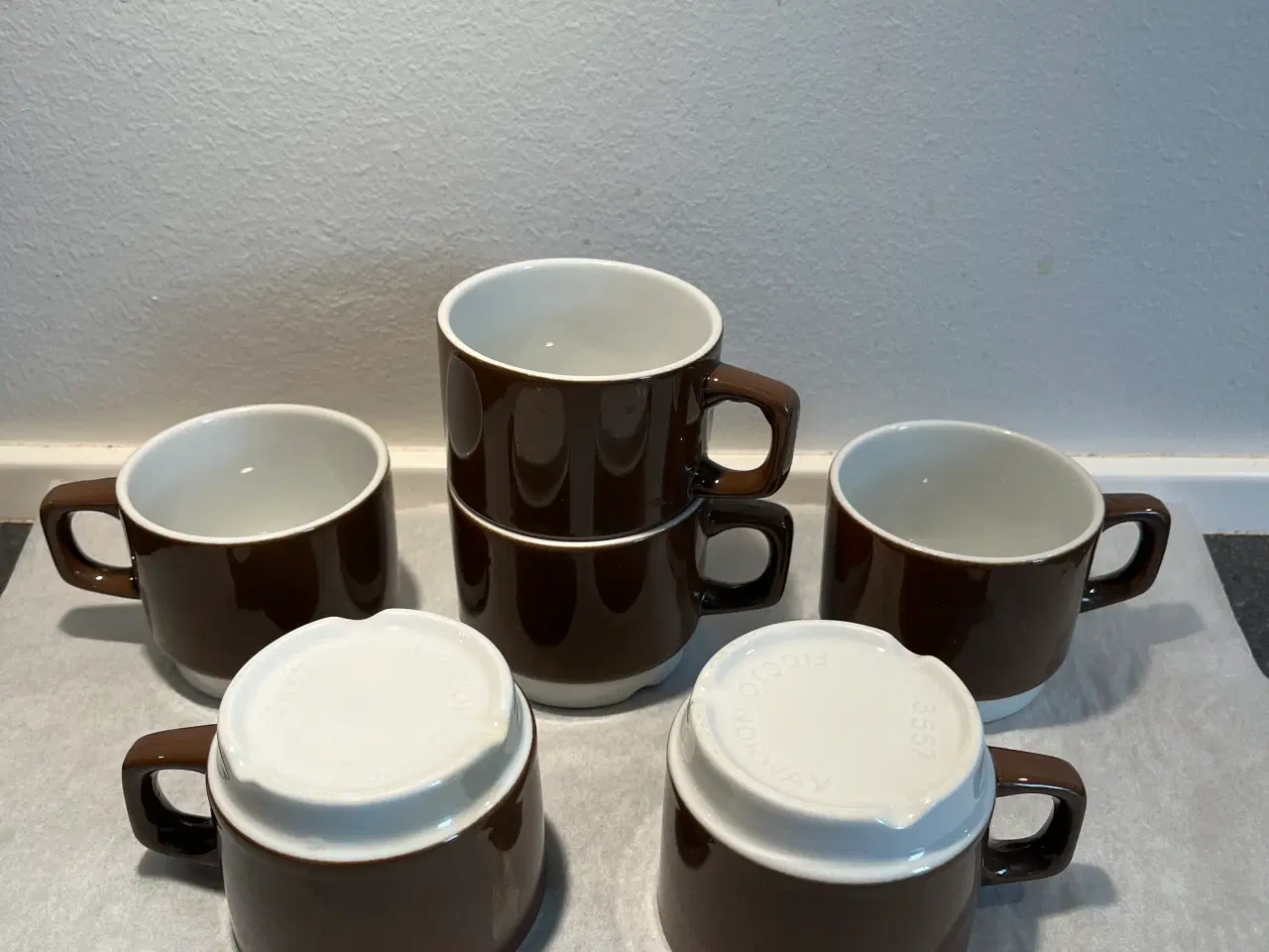 Billede 1 - 6 Vintage brune kopper - Figgjo Norway