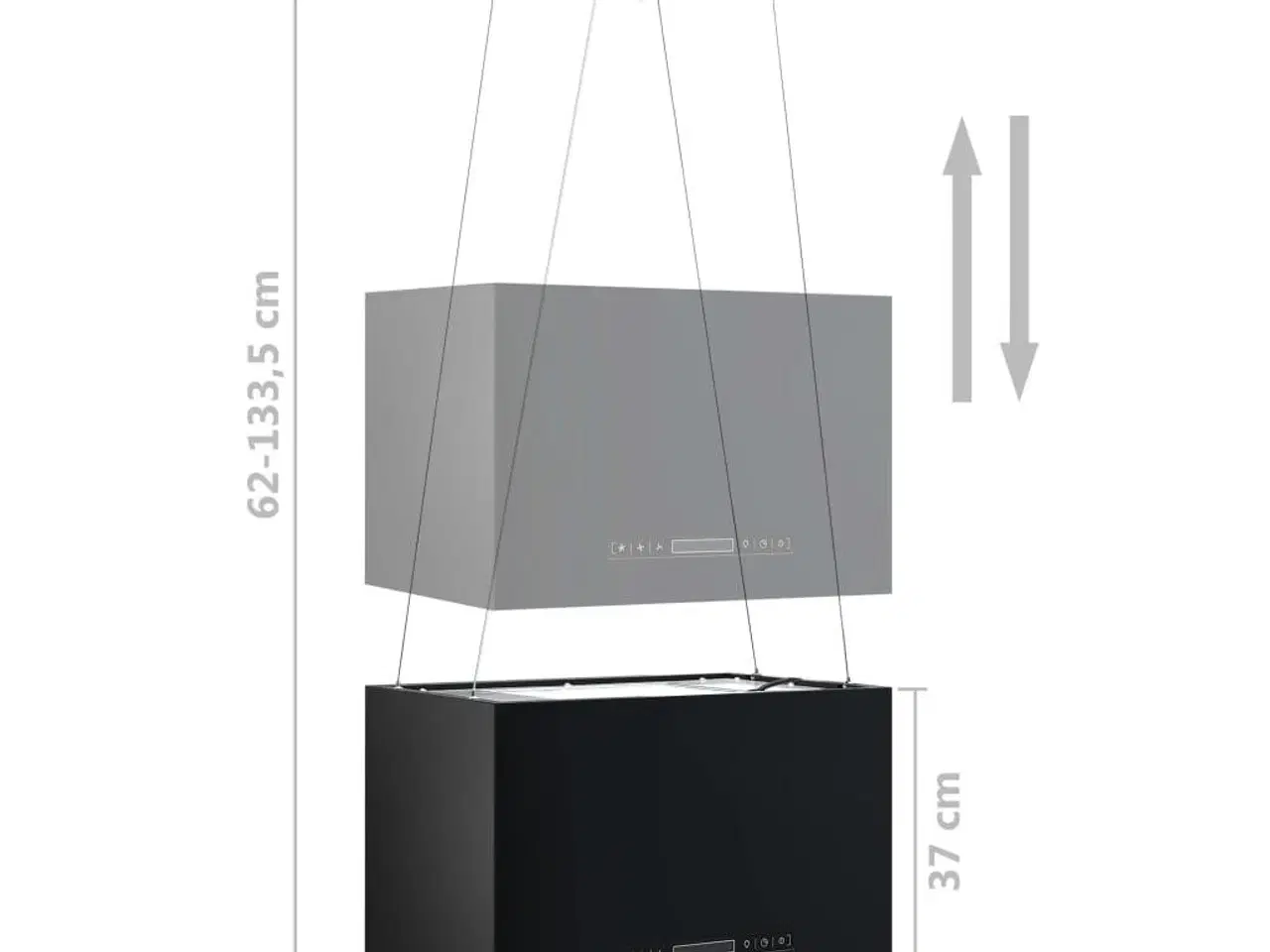 Billede 8 - Hængende ø-emhætte med touchsensor LCD 55 cm pulverlakeret stål