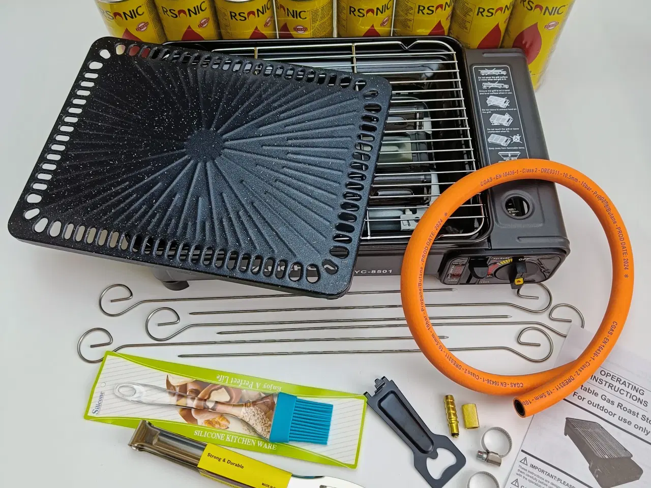 Billede 1 - NY! 2200W Bærbar Gasgrill + 8 Dåser med GAS