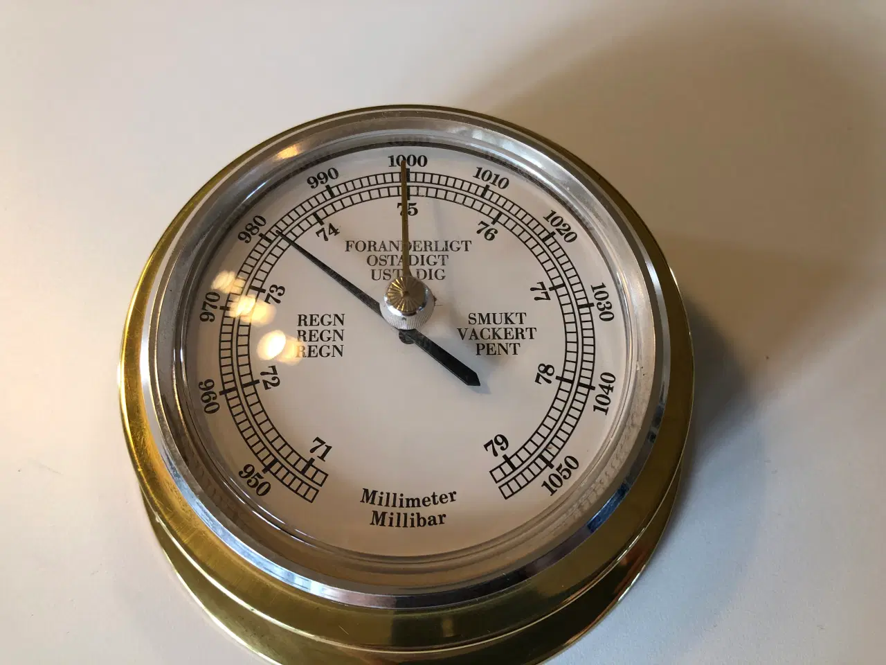 Billede 7 - Flot messing skibsur og barometer med patina