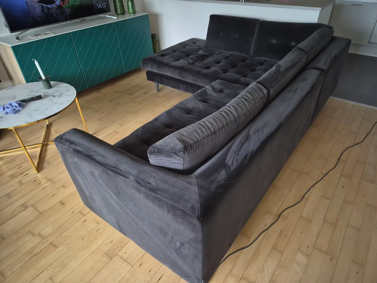 Billede 3 - Hjørnesofa i velour drak Grey 
