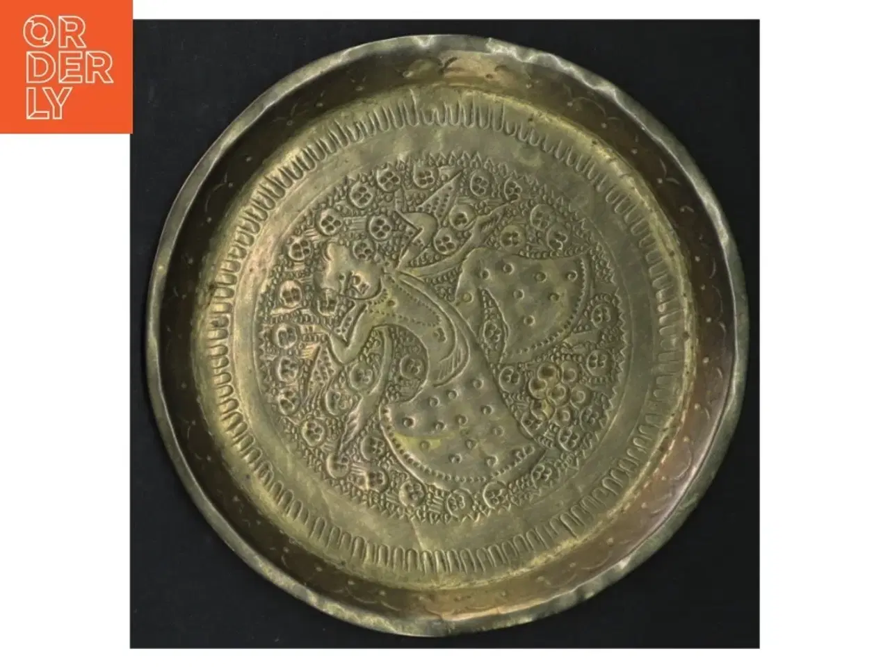 Billede 3 - Messingfad med præget mønster (str. Ø. 15 cm)