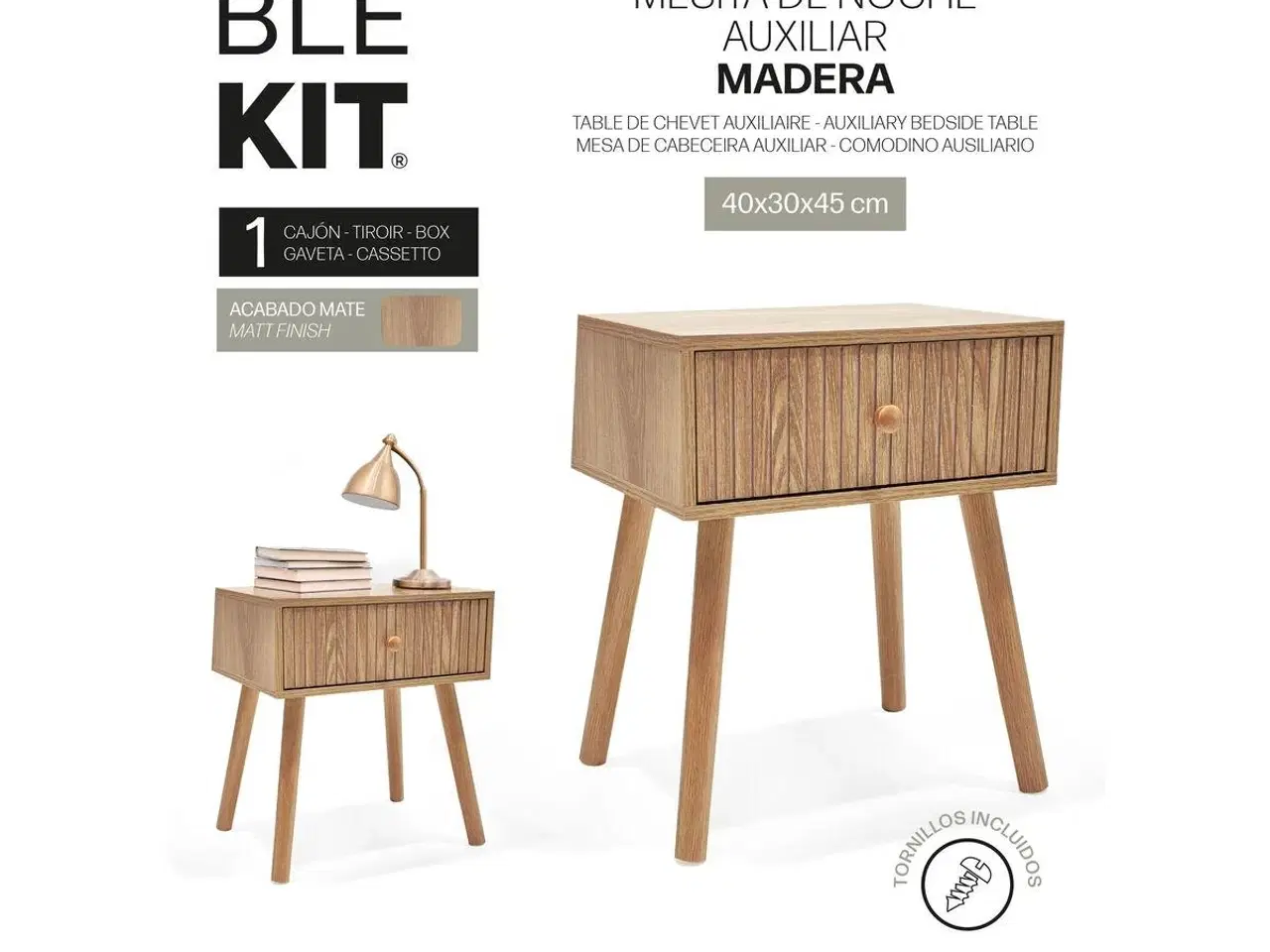 Billede 2 - Sengebord MobleKit brun 40 × 30 × 45 cm - 2 stk.