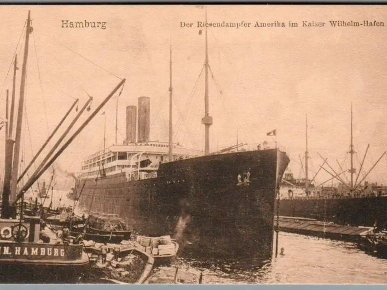 Billede 1 - Hamburg - Damperen Amerika i Kaiser Wilhelm Hafen -Tyskland - Ubrugt