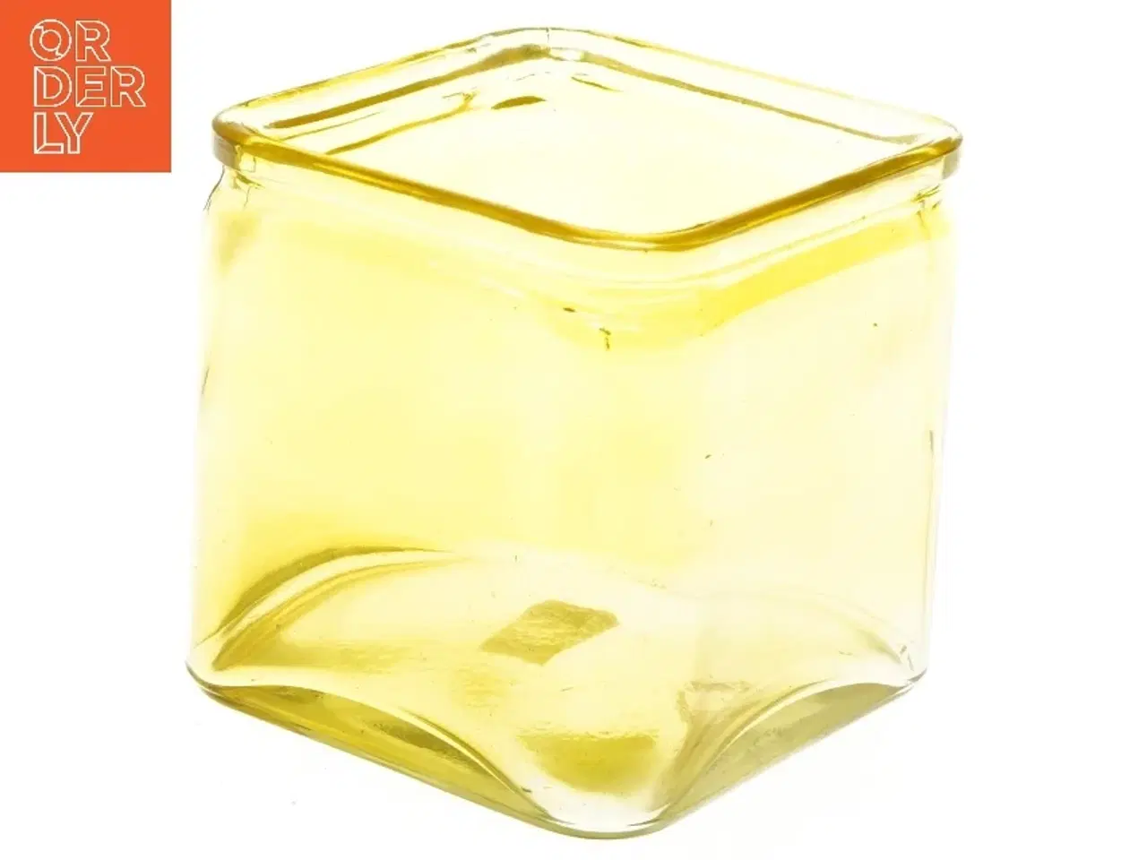 Billede 1 - Gul glasvase (str. 12x12x12 cm)