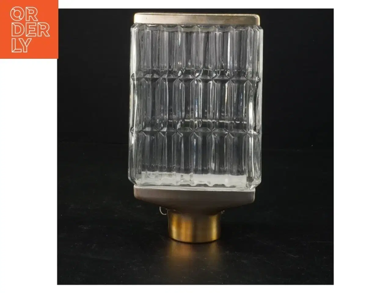 Billede 2 - Glas vase karaffel med metal top og bund (str. 19 x 11 x 7 cm)