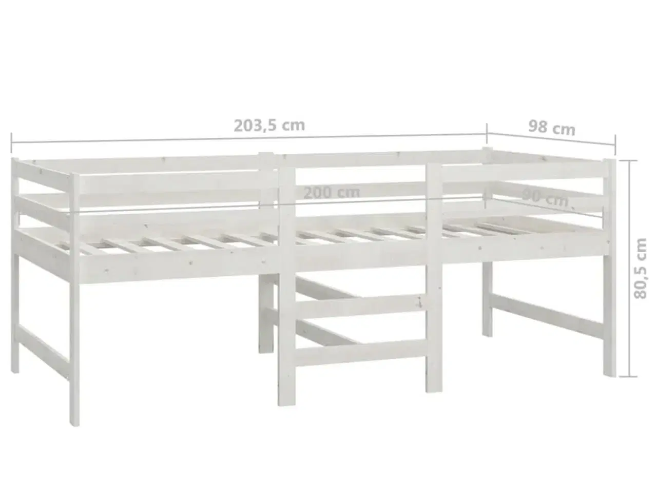 Billede 6 - Sengeramme 90x200 cm massivt fyrretræ hvid