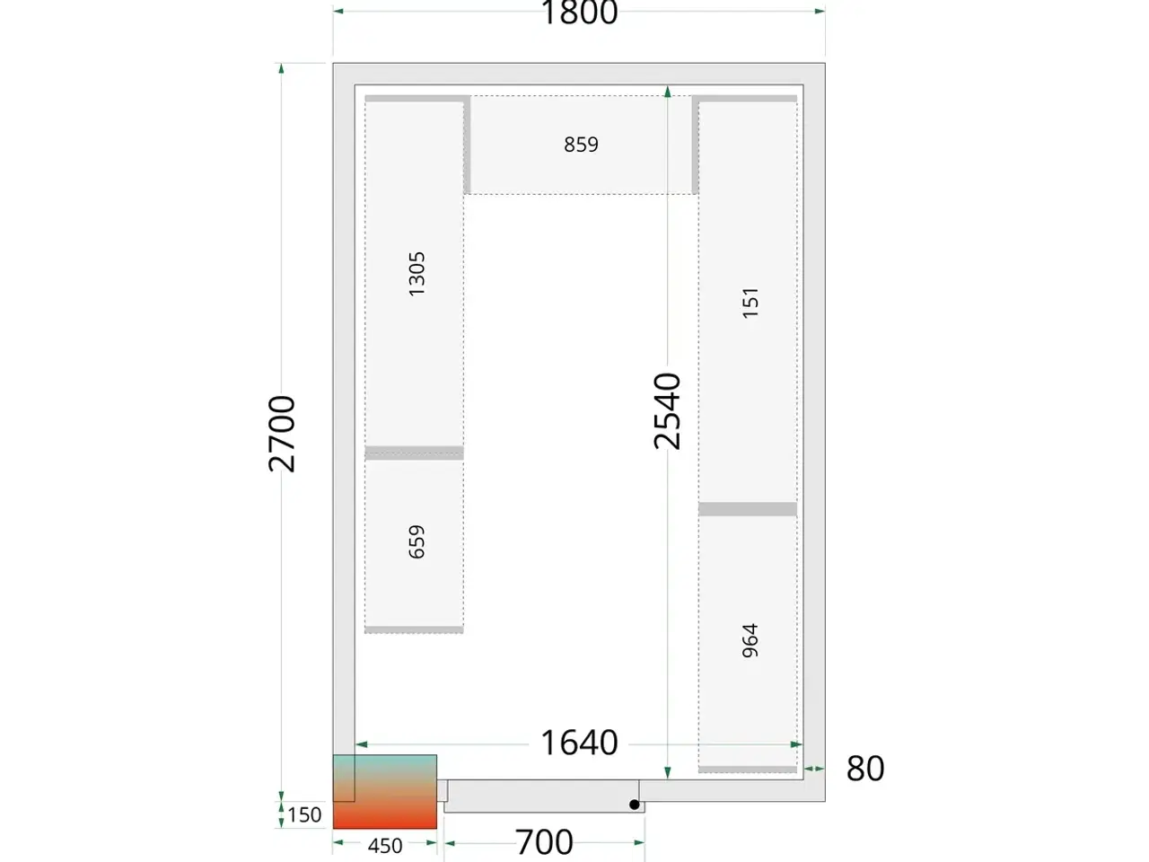 Billede 2 - CRPF1827 – Tefcold Kølerum – 1800 x 2700 x 2200 mm