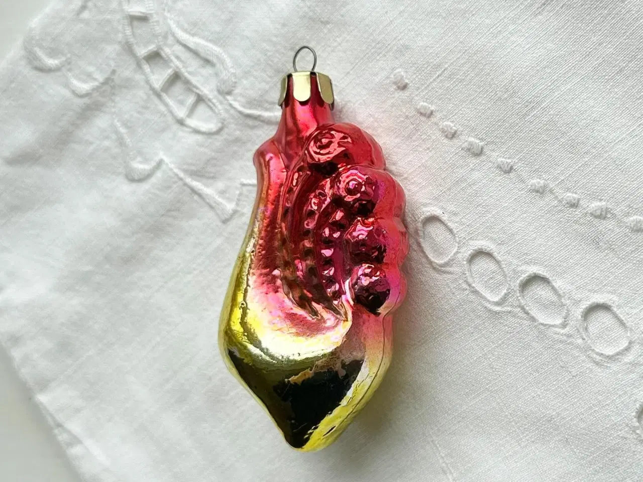 Billede 4 - Vintage glaspynt, hane, pink