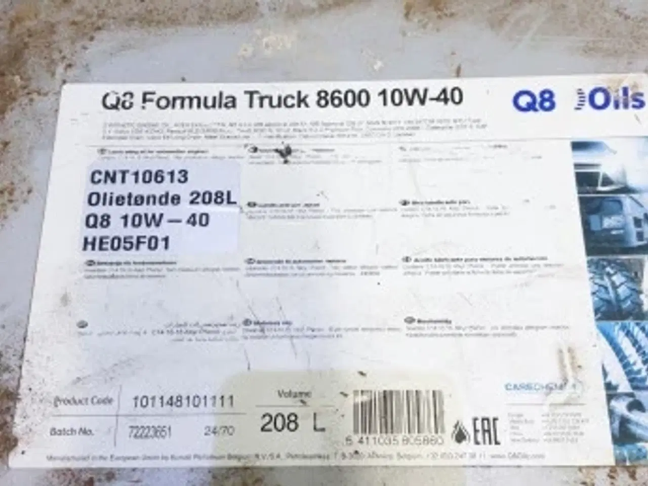 Billede 5 - Oiletønde 208L Q8 8600 10W-40 Formula truck