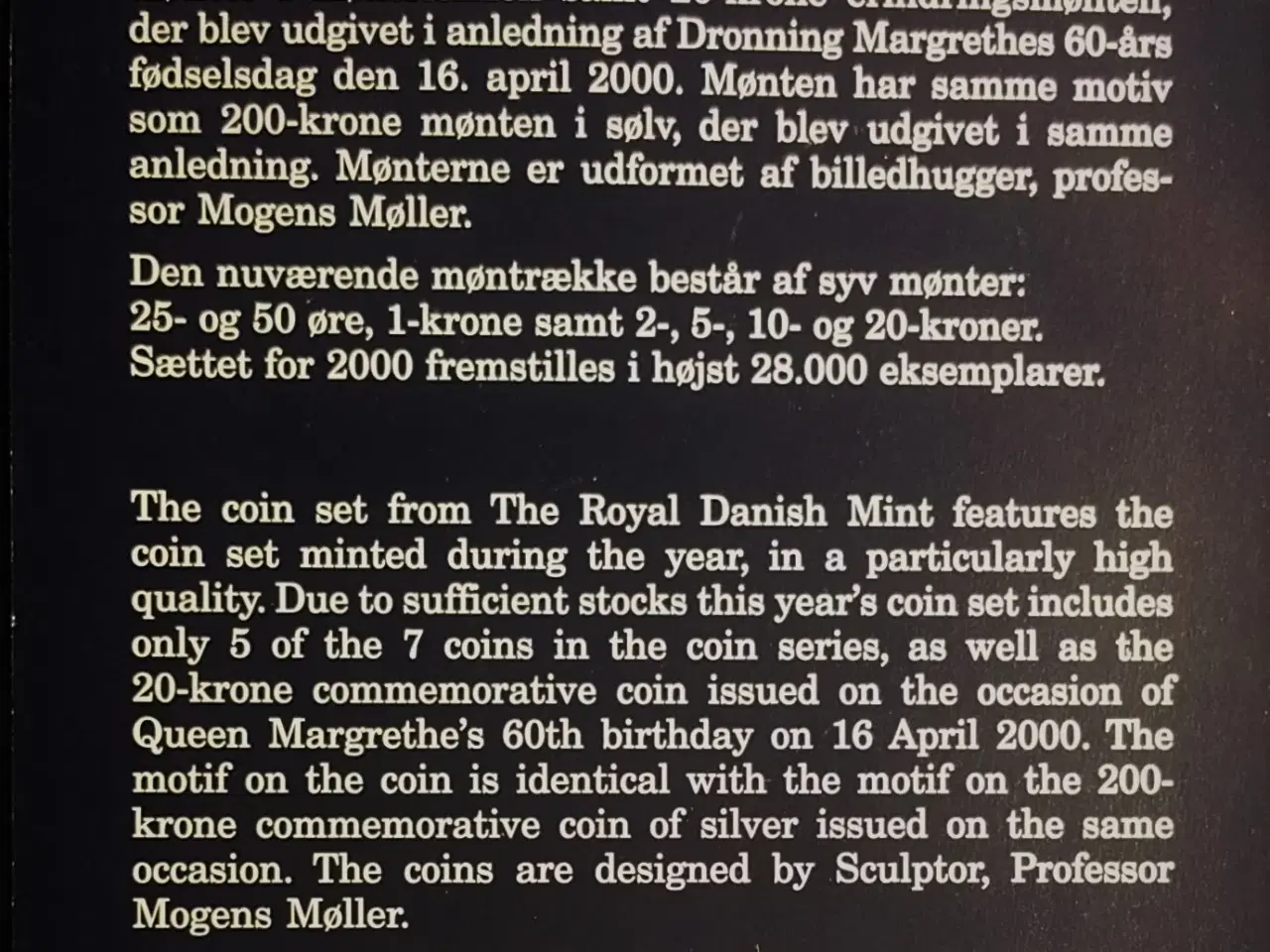 Billede 6 - DET KGL MØNTSÆT 2000 Med 60 Års 20 kr!