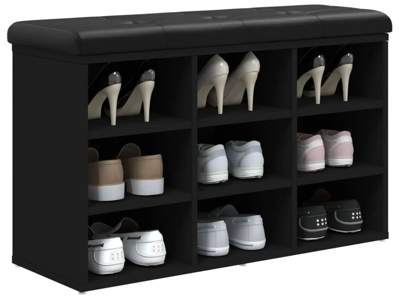 Billede 4 - Skobænk 82x32x50 cm konstrueret træ sort