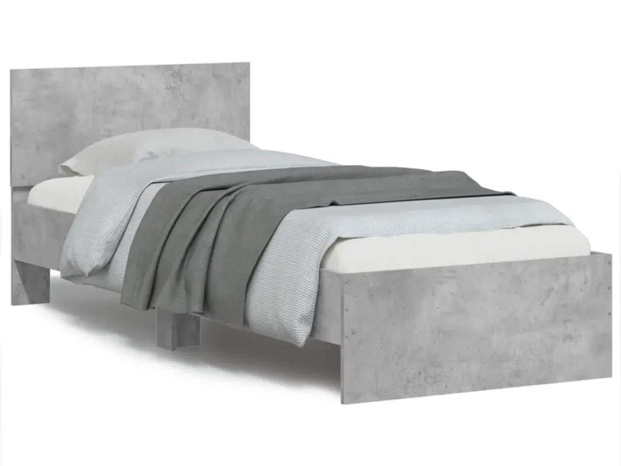 Billede 1 - Sengeramme med sengegavl 90x200 cm konstrueret træ betongrå