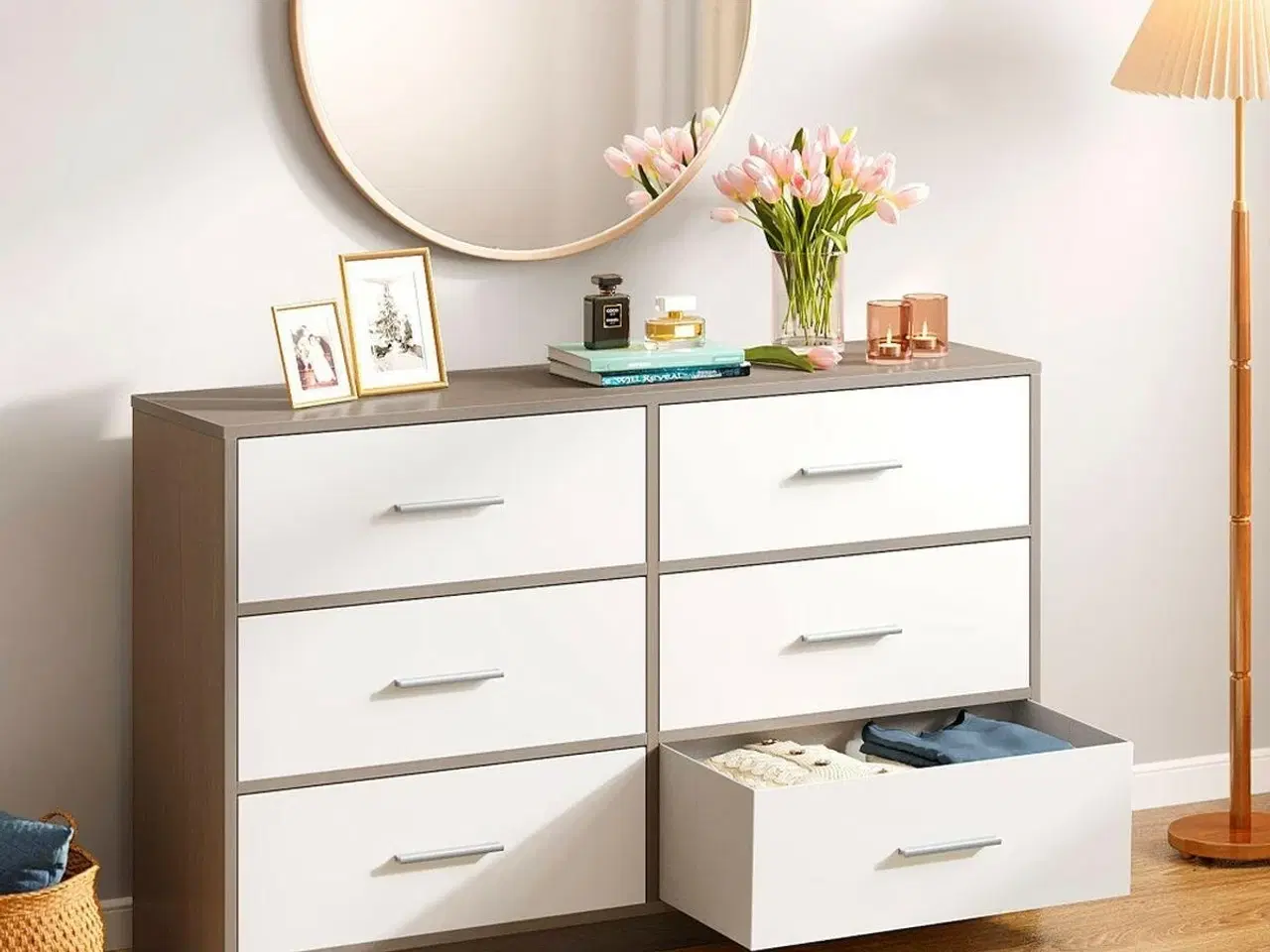 Billede 2 - Max Home kommode - hvid/grå, moderne, 114 × 70 × 30 cm