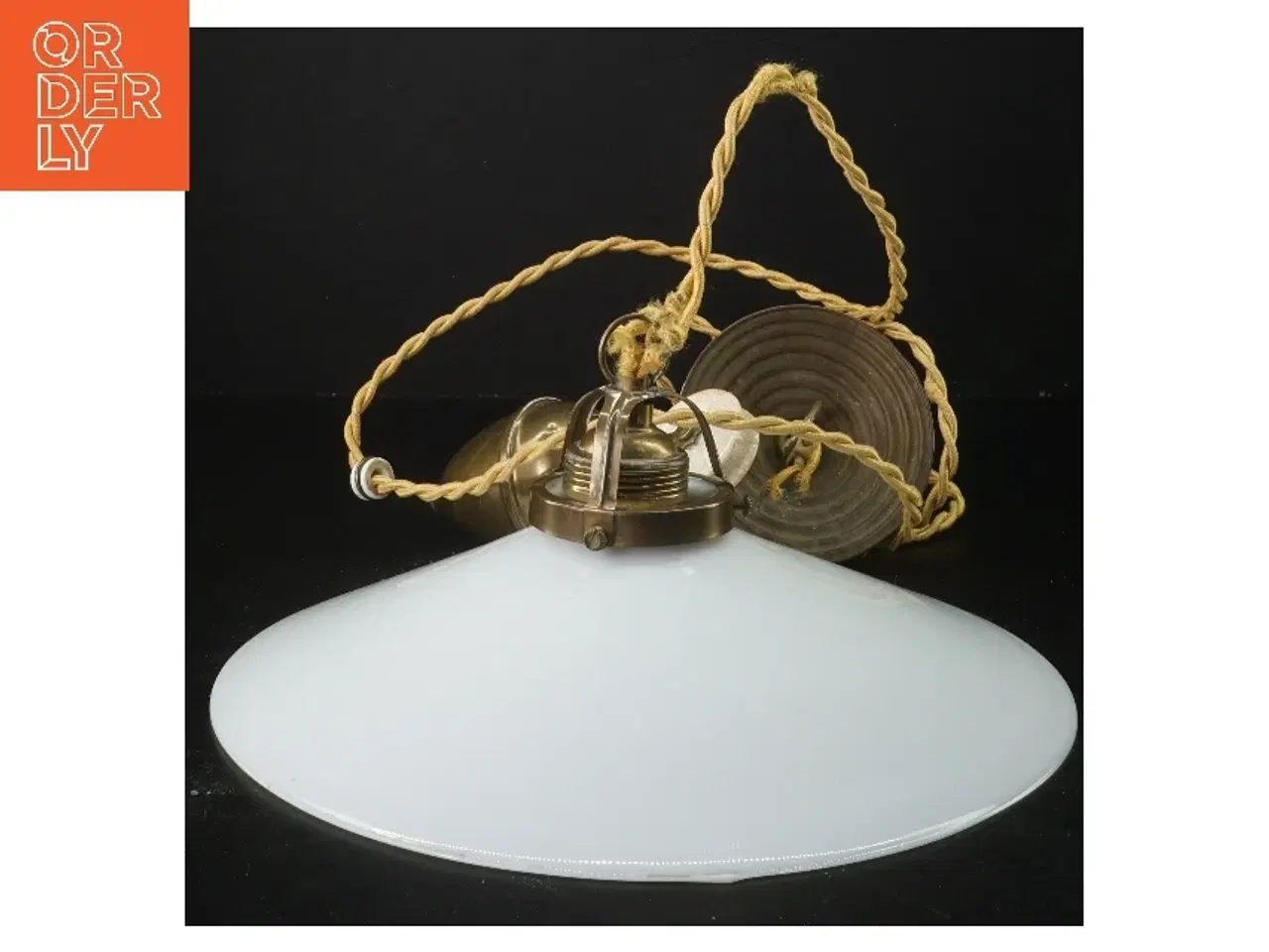 Billede 4 - Vintage loftlampe med hvid glasskærm (str. Ø 26 cm)