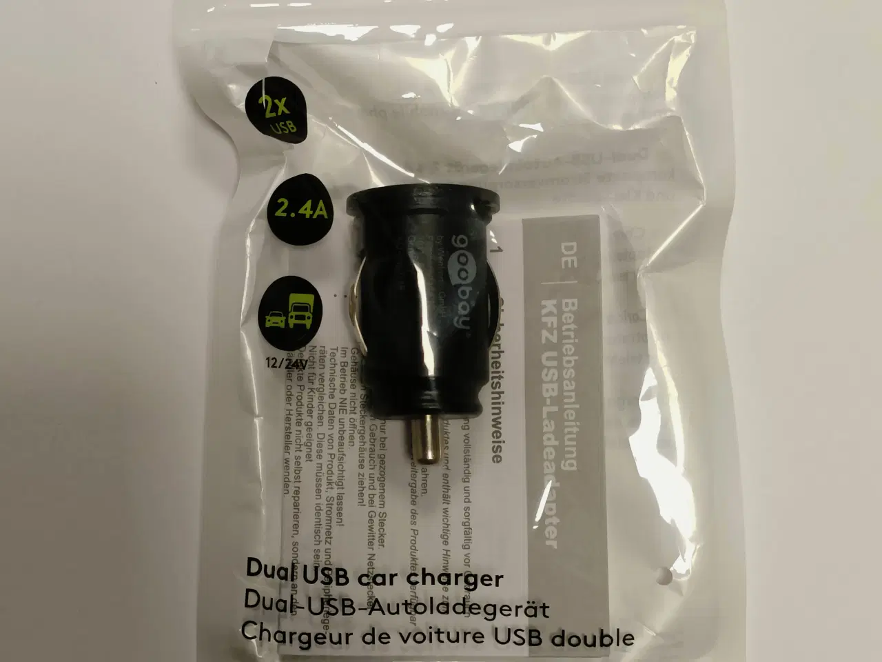 Billede 1 - USB billader 2,4A (2xUSB-A) Goobay