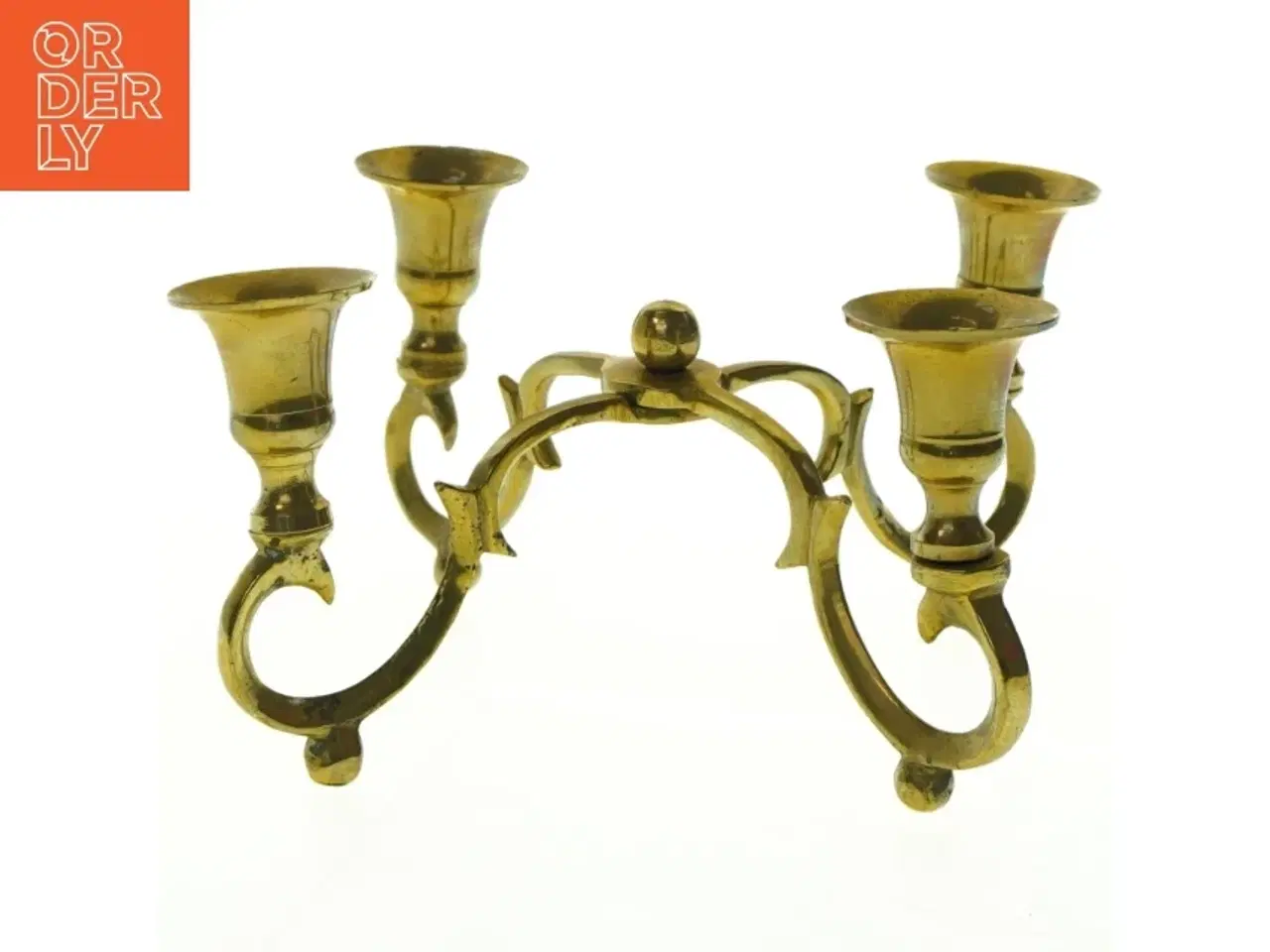 Billede 1 - Messing lysestage til fire lys (str. 24 cm)