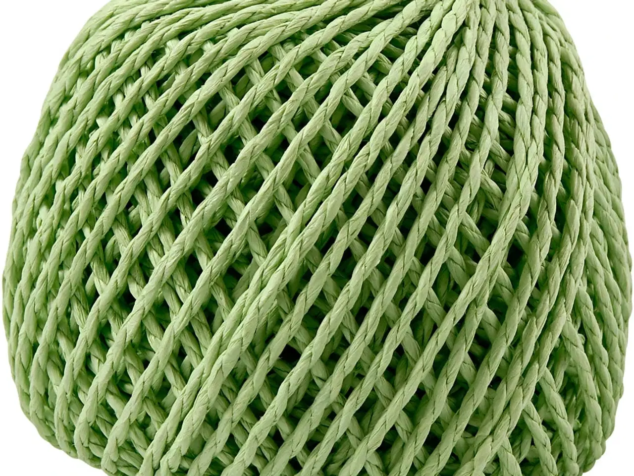 Billede 1 - Papirgarn, tykkelse 2,5-3 mm, lys grøn, 150 g, 40m/ 1 ngl.