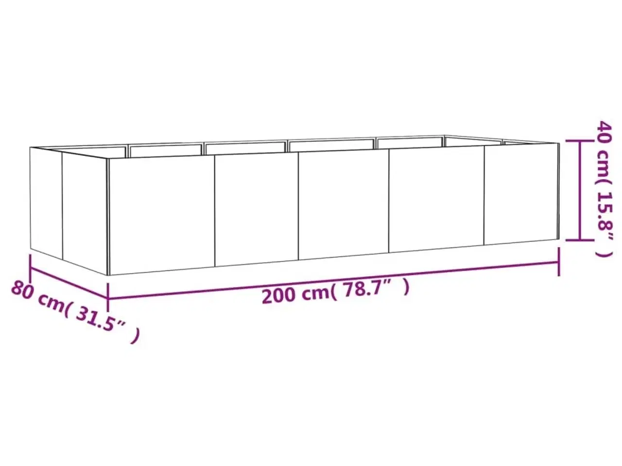 Billede 6 - Højbed 200x80x40 cm cortenstål