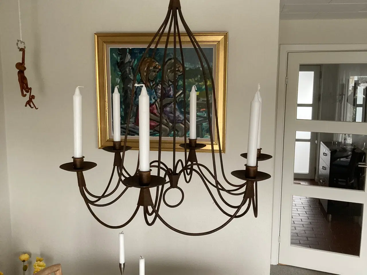 Billede 1 - Loftshængt lysekrone til stearin lys