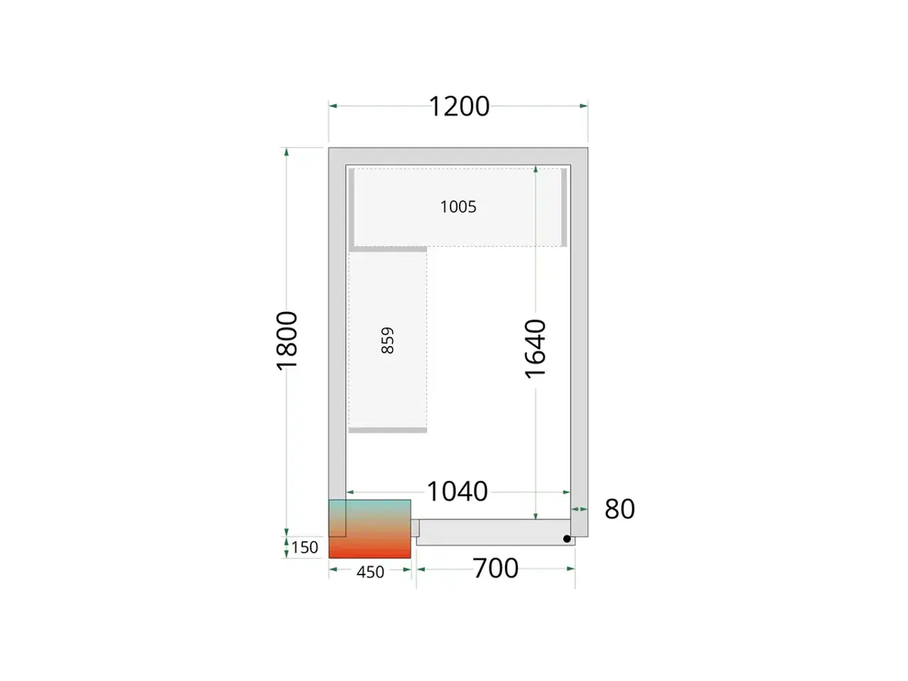 Billede 2 -  Tefcold Kølerum – 1200 x 1800 x 2200 mm – CRPF121