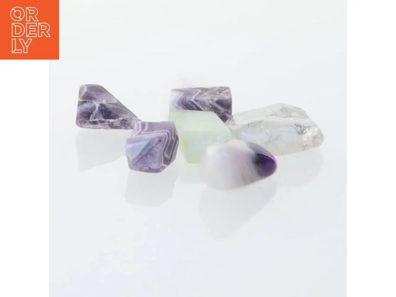 Billede 1 - 6 stk. Semi-ædelsten quartz ametyst etc.(str. 2 x 1 cm til 4 x 3 cm)