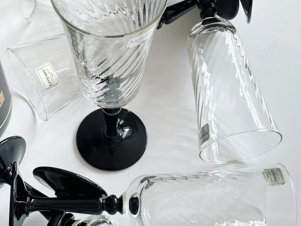 Billede 5 - Luminarc, champagne på sort fod m swirl, 10 stk samlet