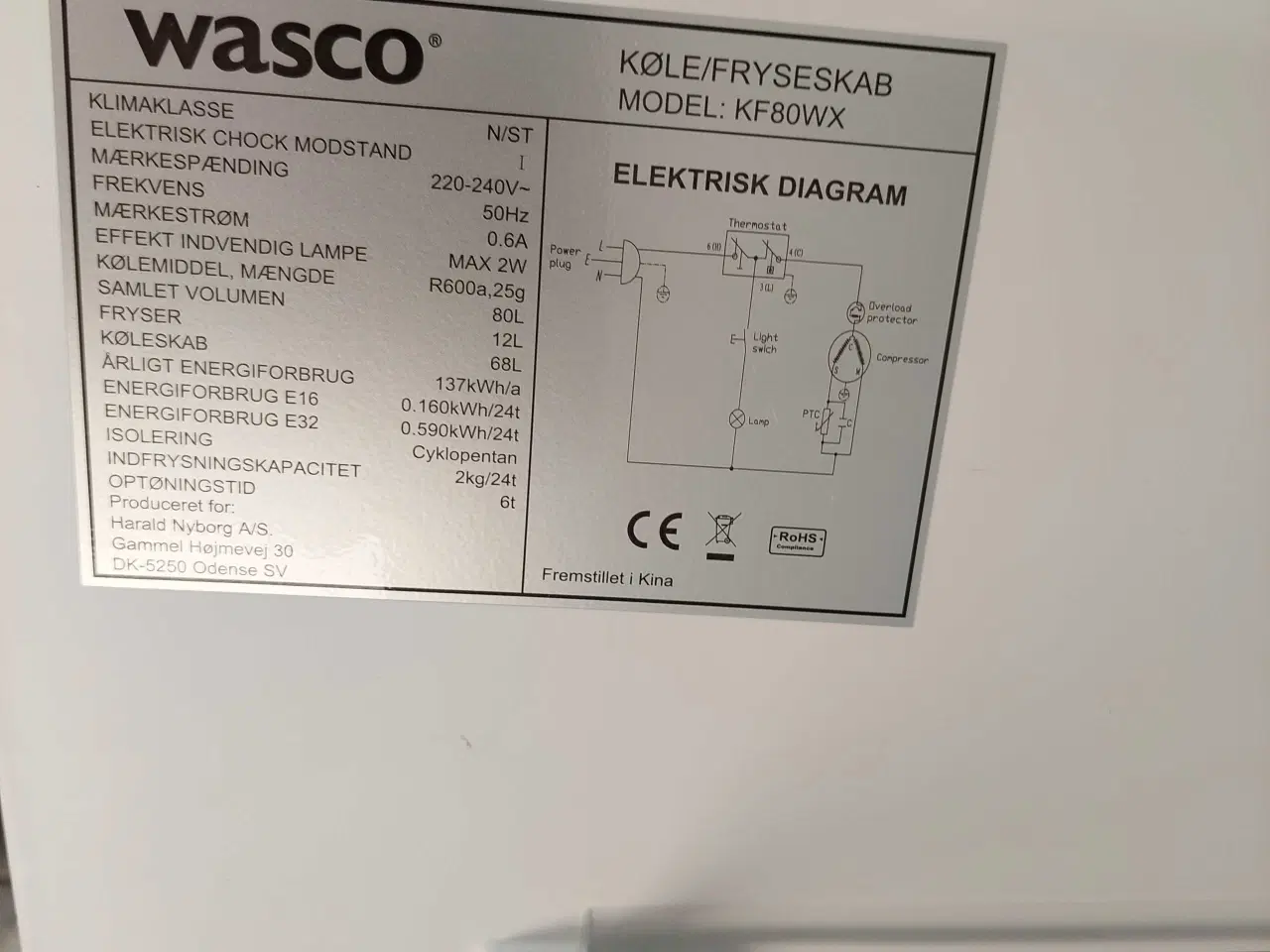 Billede 3 - Køle/fryseskab wasco 