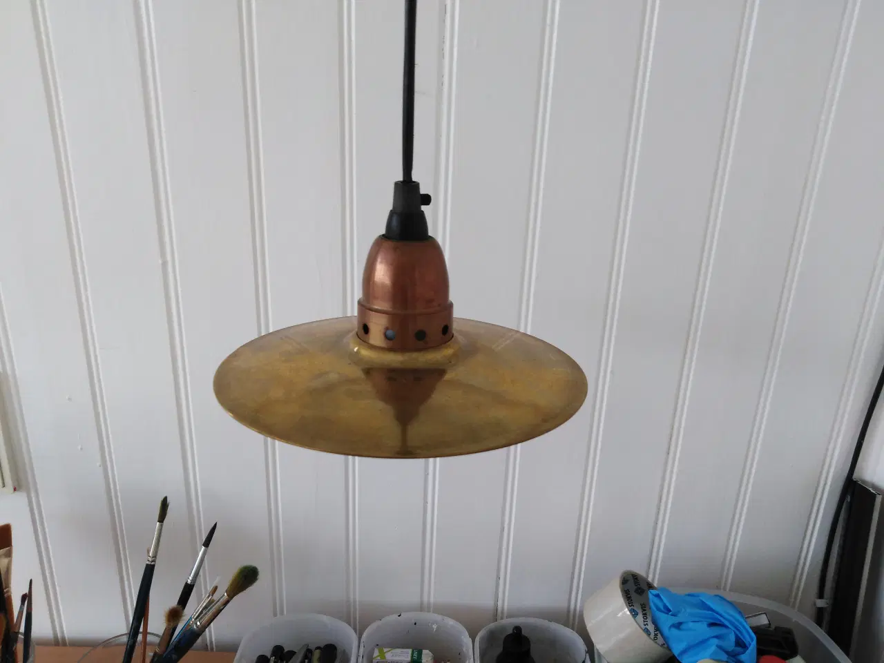 Billede 4 - Loftlampe i kobber og messing  " Filosoflampen "