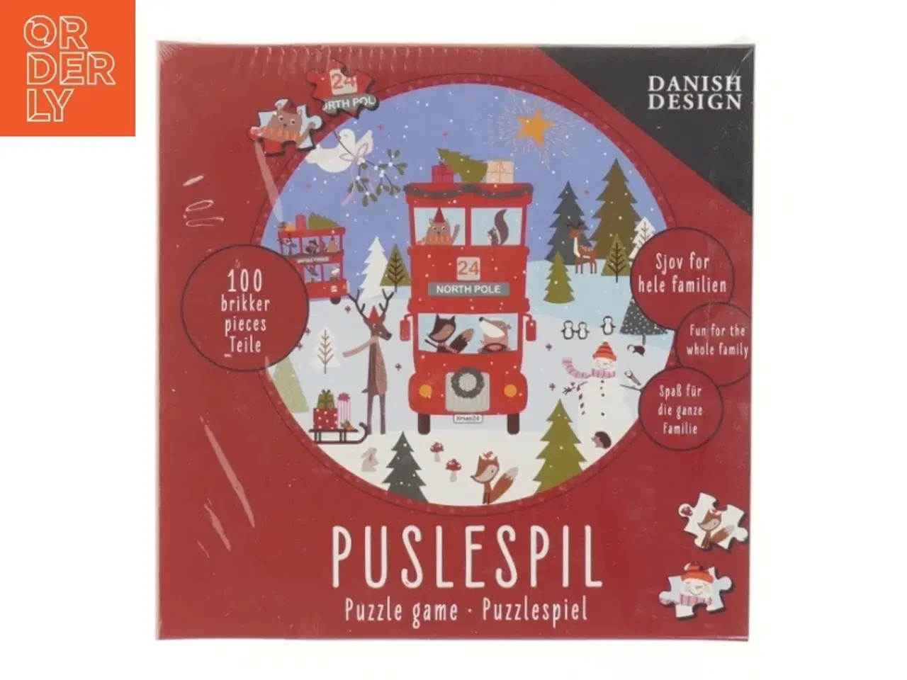 Billede 1 - Puslespil med juletema, 100 brikker fra Det Gamle Apotek (str. 100 brikker Ø 30 cm)