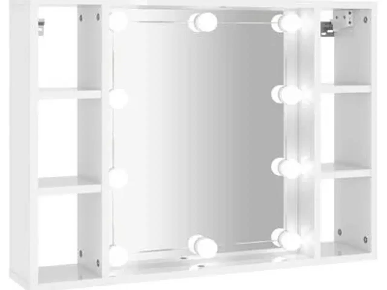 Billede 1 - vidaXL spejlskab med LED-lys 76x15x55 cm hvid højg