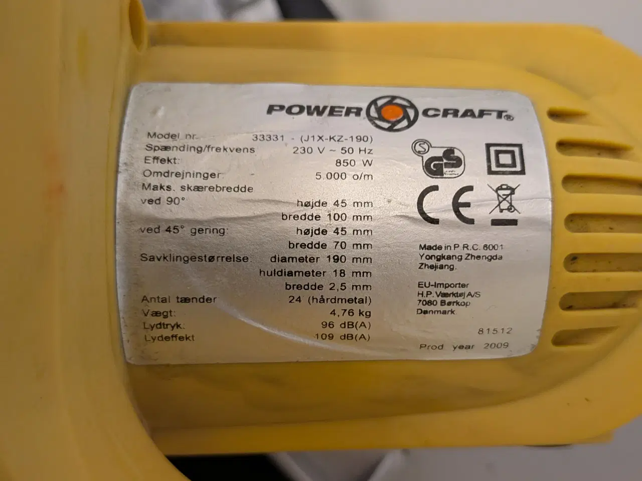 Billede 2 - POWER CRAFT EL RUNDSAV / KAP GEARSAV I TOPKVALITET