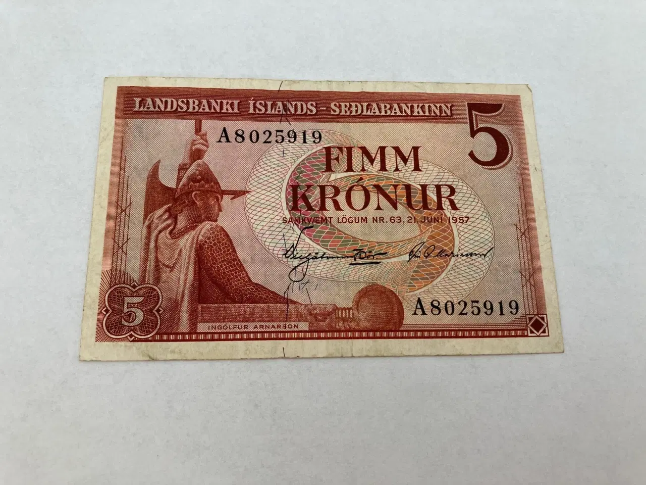 Billede 1 - 5 Kronur 1957 Iceland