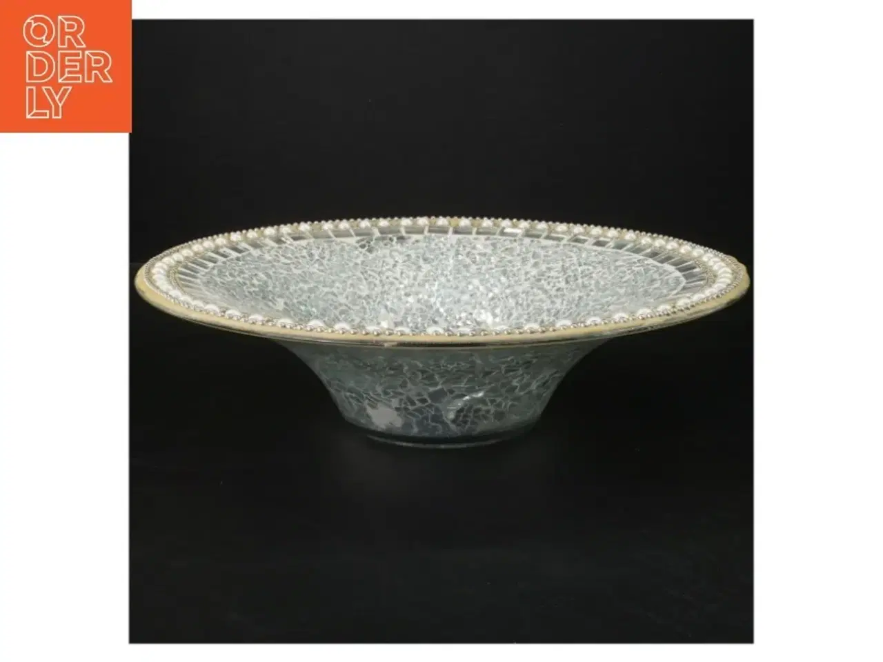 Billede 1 - Dekorativt glasfad med perler (str. Ø 29,5 cm)