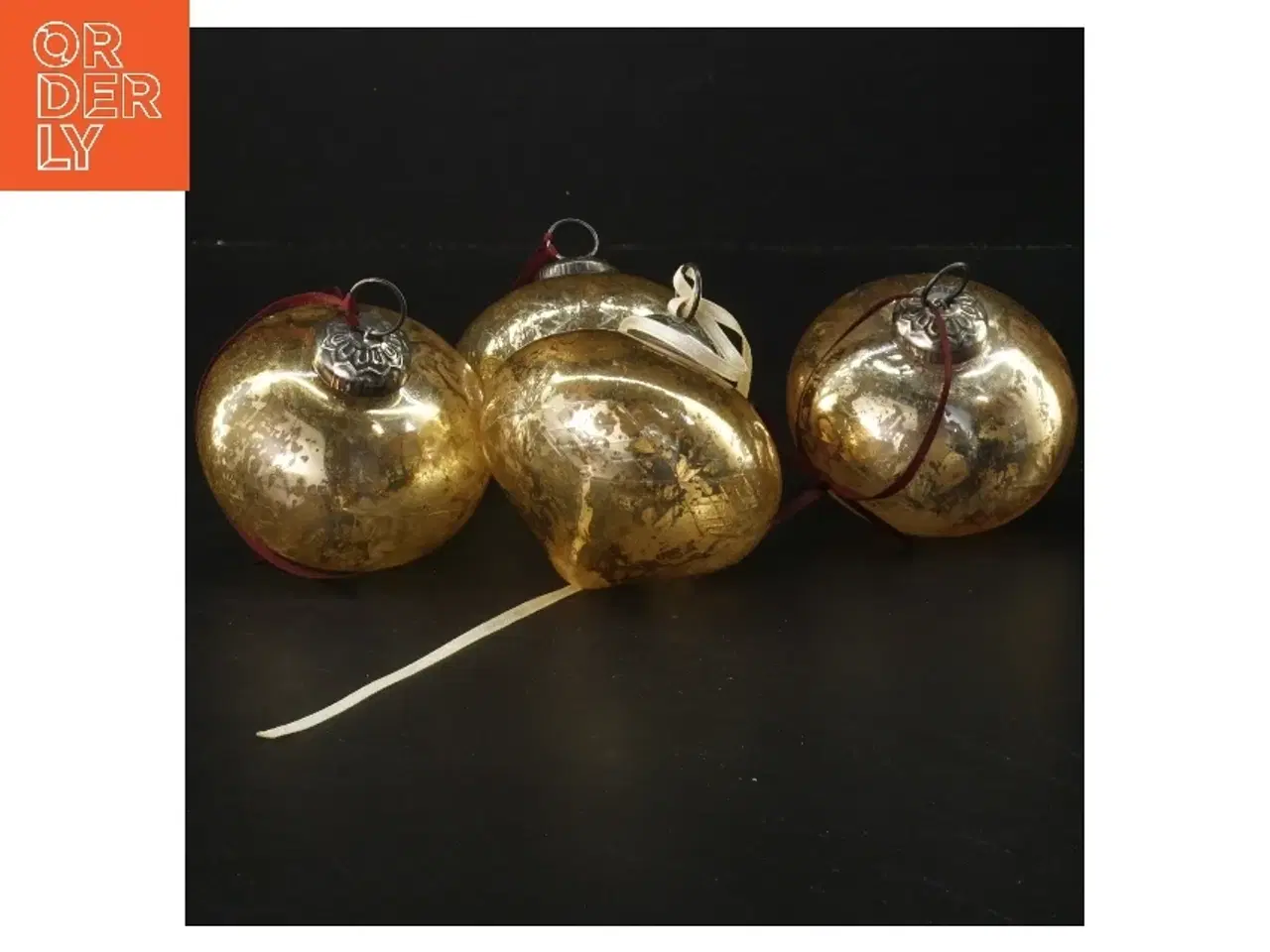 Billede 1 - Vintage guld julekugler (str. 4 stk 8 cm)