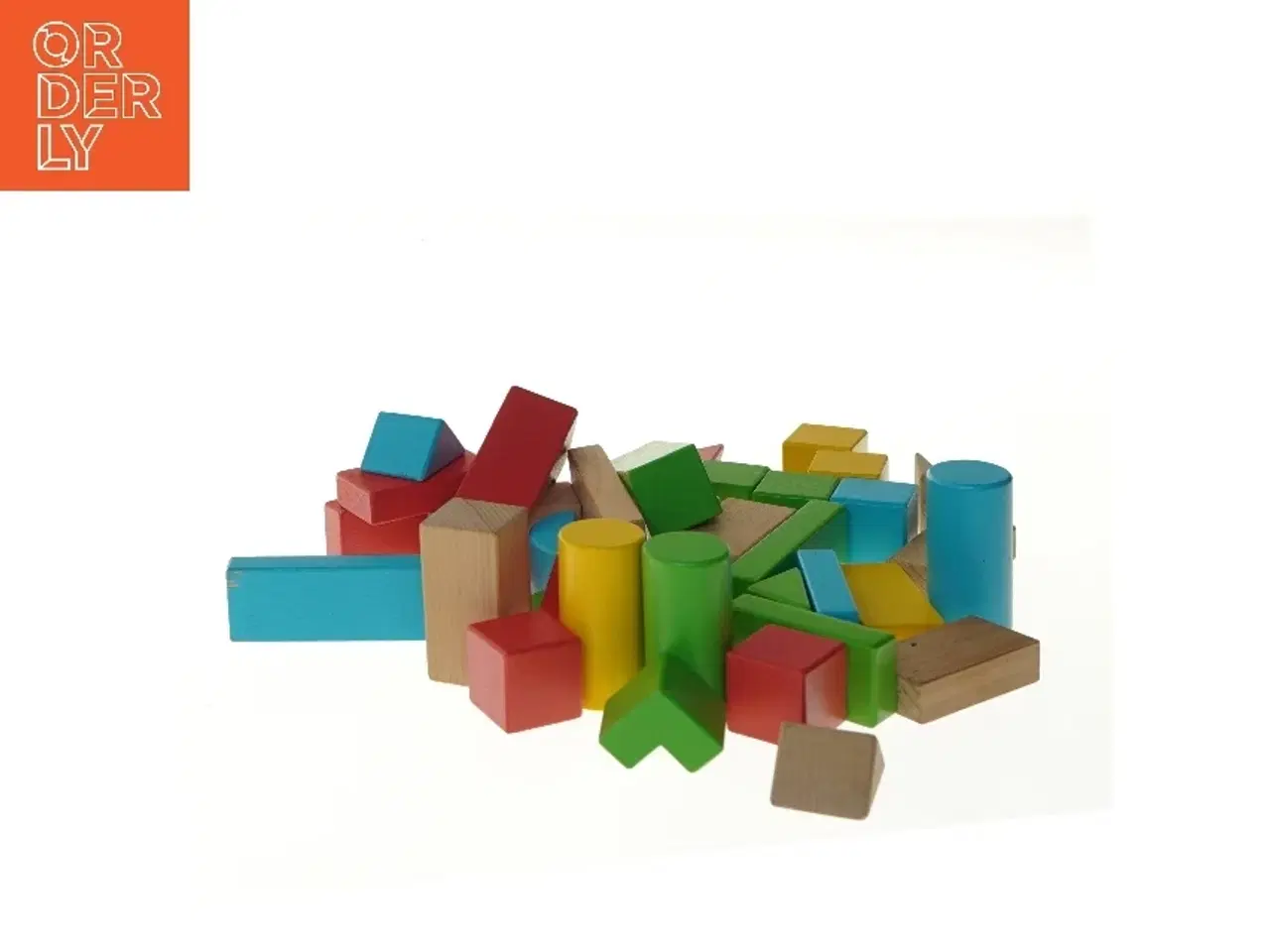 Billede 2 - Træbyggesæt med farvede klodser