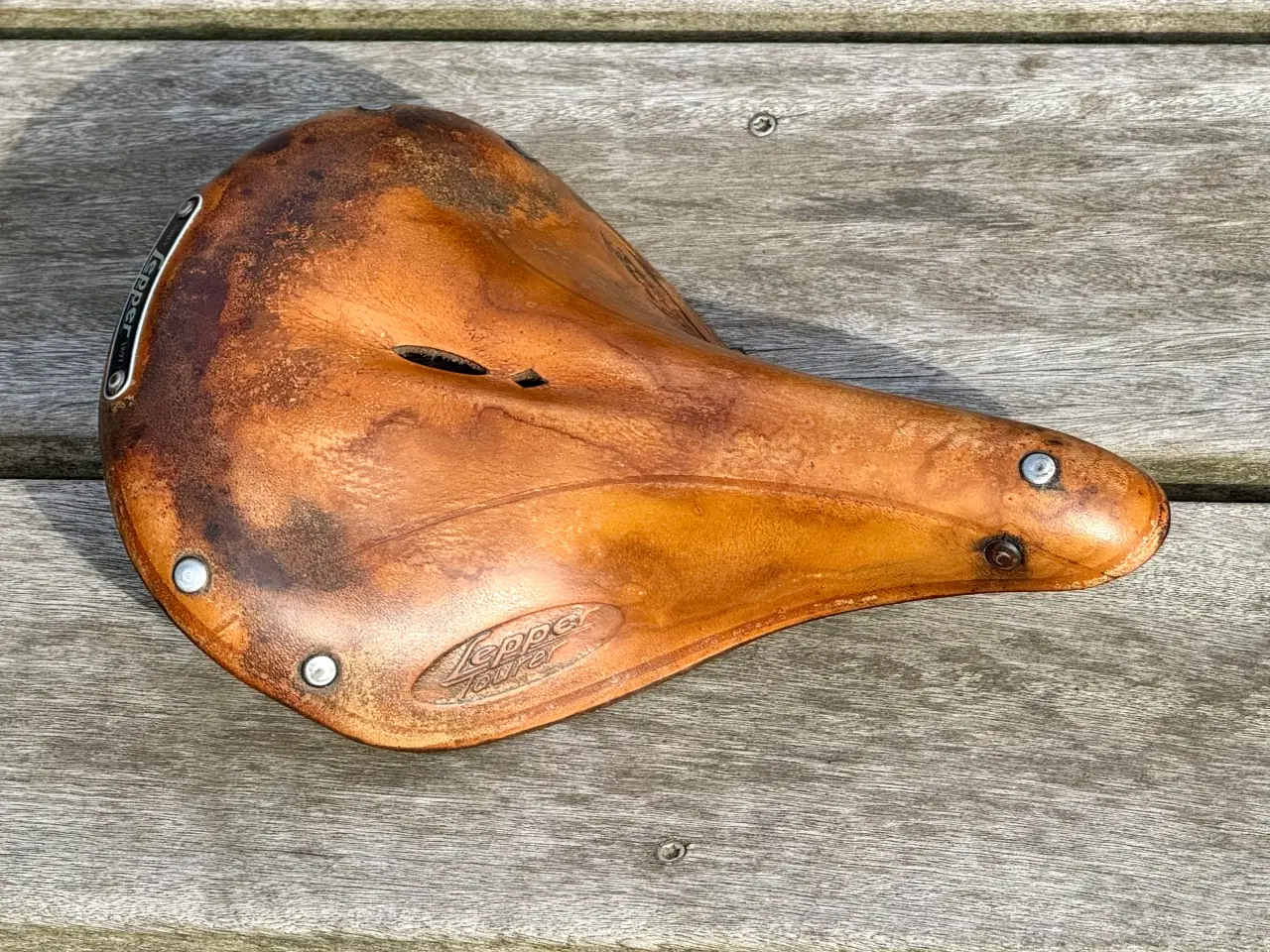 Billede 1 - Retro-look Cykelsadel i ægte brun kernelæder