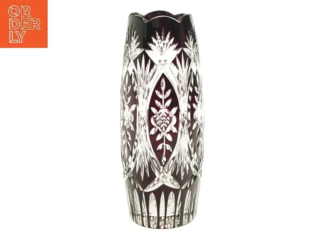 Billede 1 - Krystalvase med indgraveret mønster (str. 27 cm)