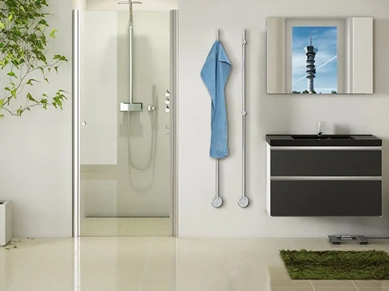 Billede 2 - IKE1505 Tyholt krom håndklædetørre 1500x90mm, ny,Ny Pris 4610kr