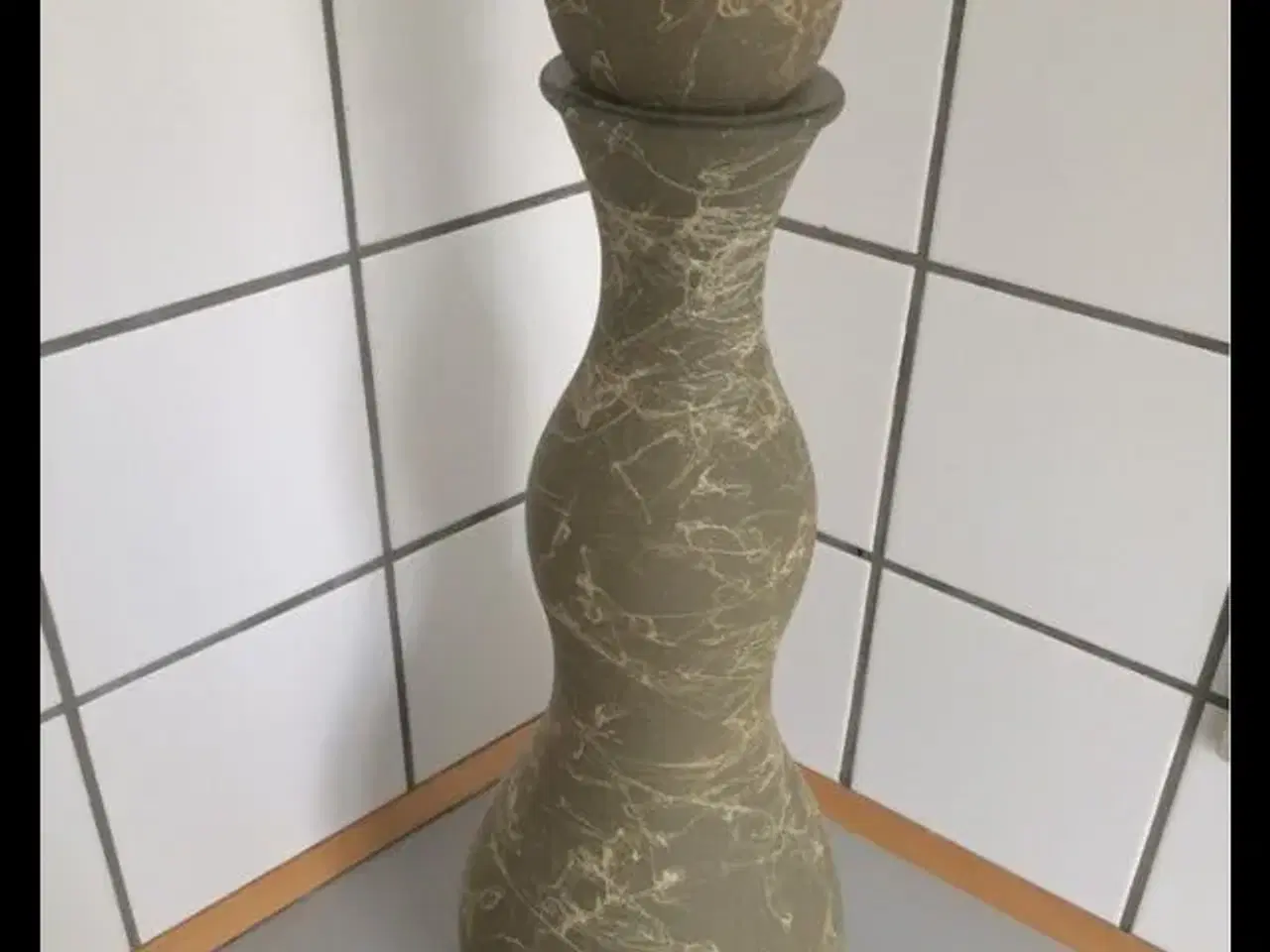 Billede 1 - Grøn 54cm høj glas/keramik vase