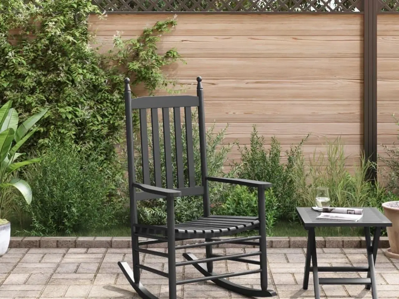 Billede 3 - Gyngestol med buet sæde massivt poppeltræ sort