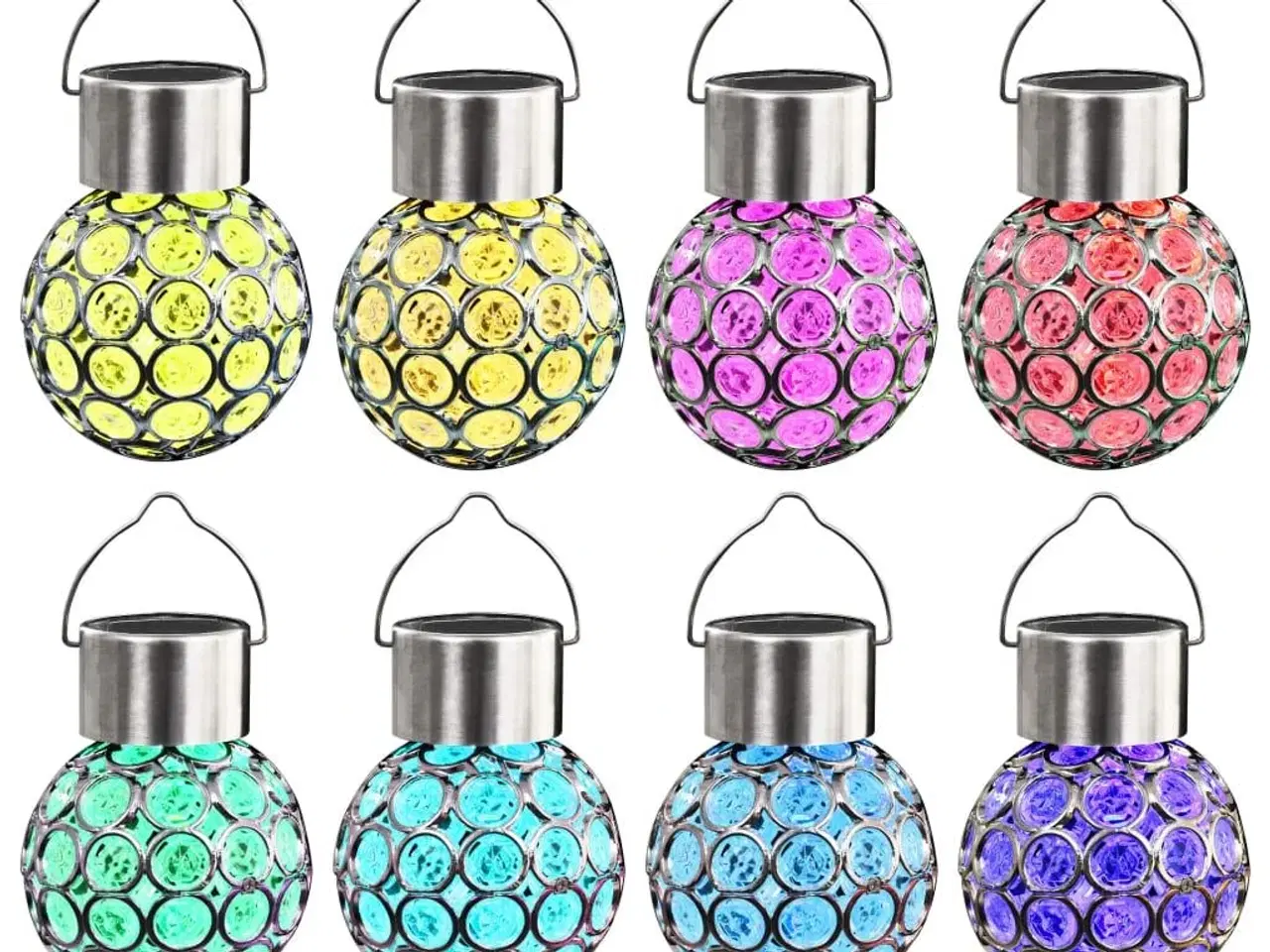 Billede 1 - Hængende LED-solcellelamper 8 stk. RGB-farver