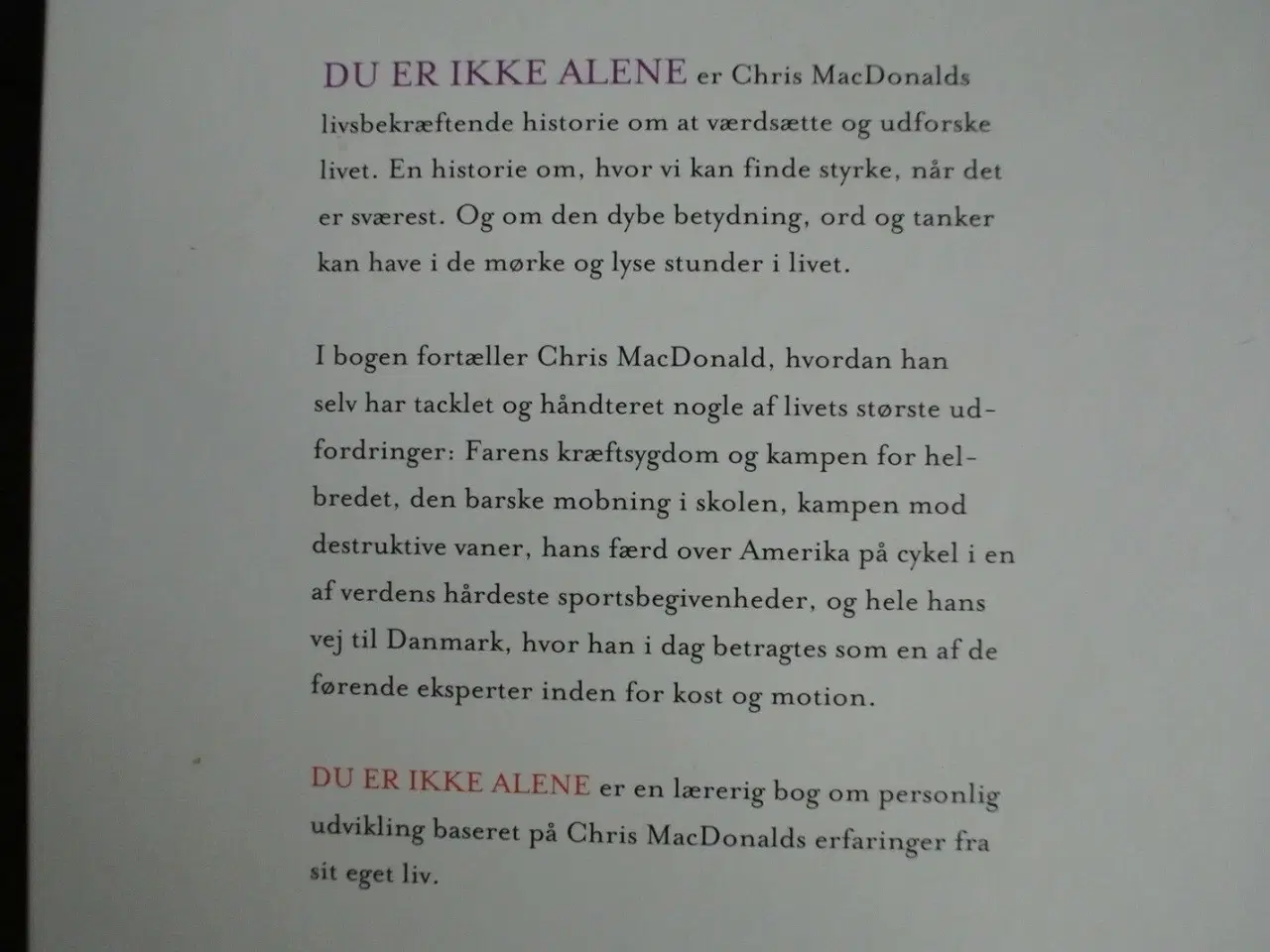 Billede 3 - du er ikke alene, af chris macdonald med dedikatio