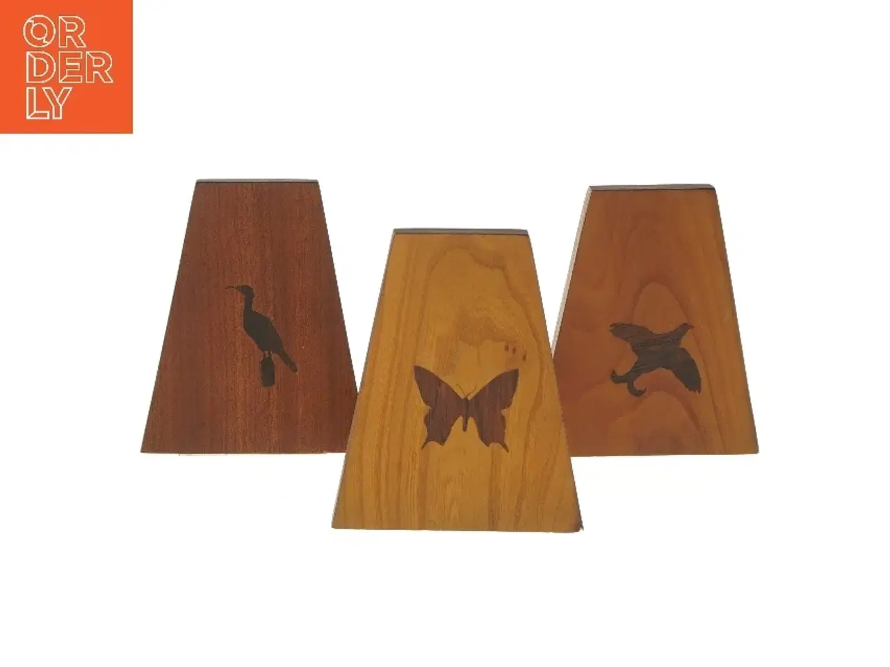 Billede 1 - Vintafe Teak Træ bogstøtter med dyremotiver (str. 15x12,5 cm)