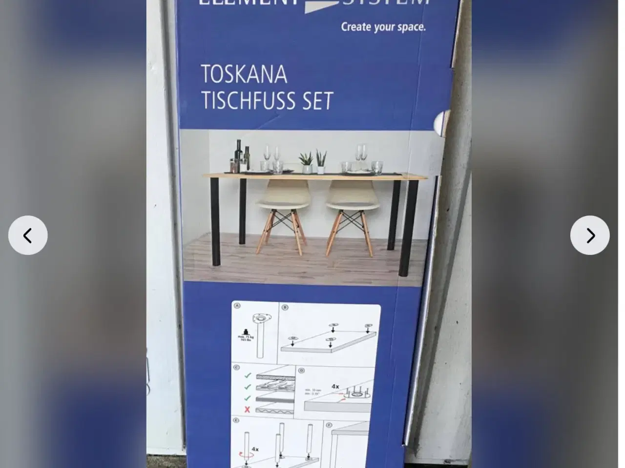 Billede 1 - 4 styk Bordben hvid metal