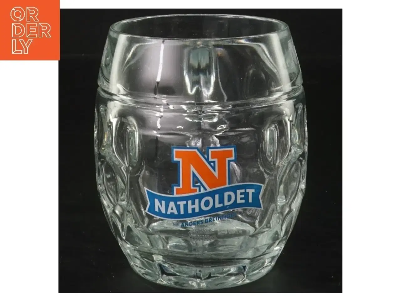 Billede 1 - Ølkrus med Natholdet logo (str. Ø 8,5 cm længde 11,5 cm)