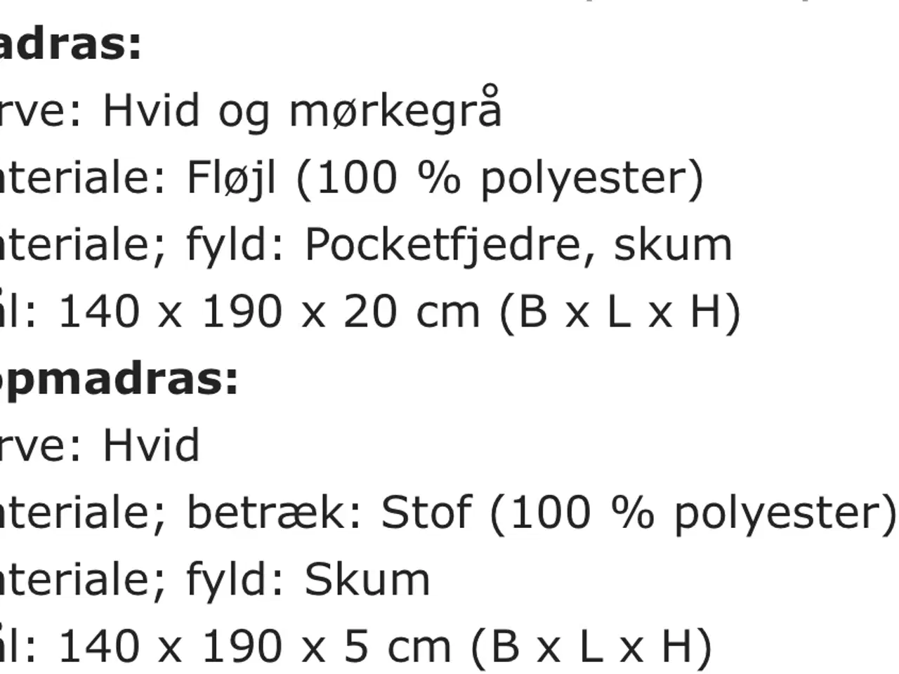 Billede 6 - Madras til Kontineltalseng