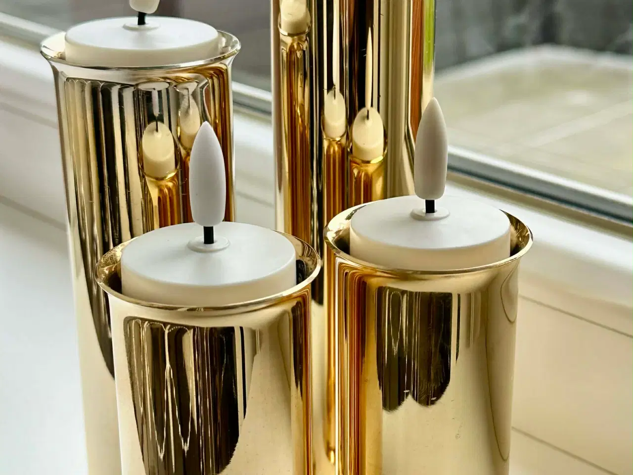 Billede 4 - Vintage Altecco lysestage sæt af forgyldt mesing.